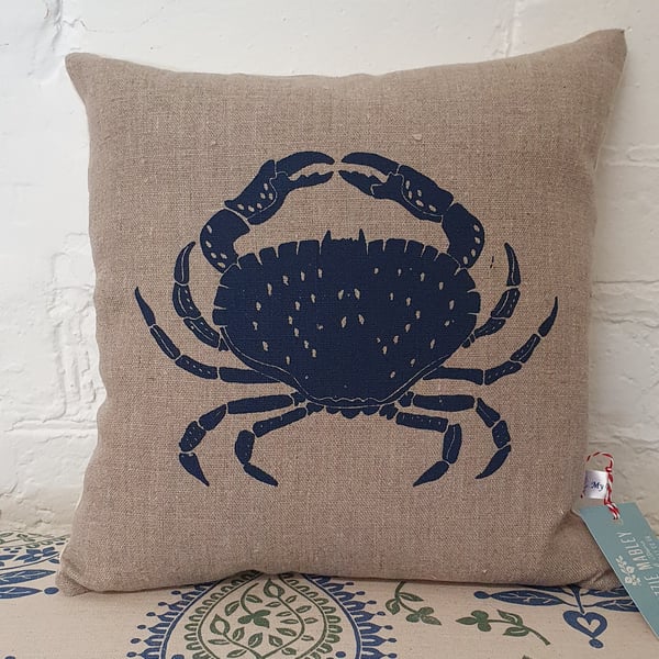 Screen Printed Crab Cushion - Dark Grey