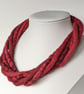 The Wrapped Twist: felted cord necklace in shades of red