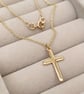 Handmade 9ct solid yellow gold small cross pendant on a trace chain - Image 5