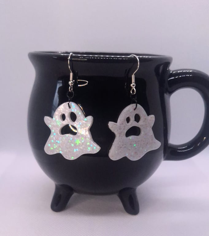 Halloween Spooky Resin Glitter Ghost Ghoul Earrings