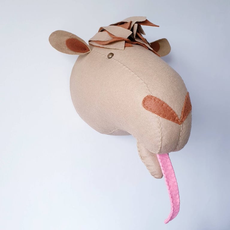 CAMEL - Felt Faux Taxidermy - Wall Mounted Animal Head