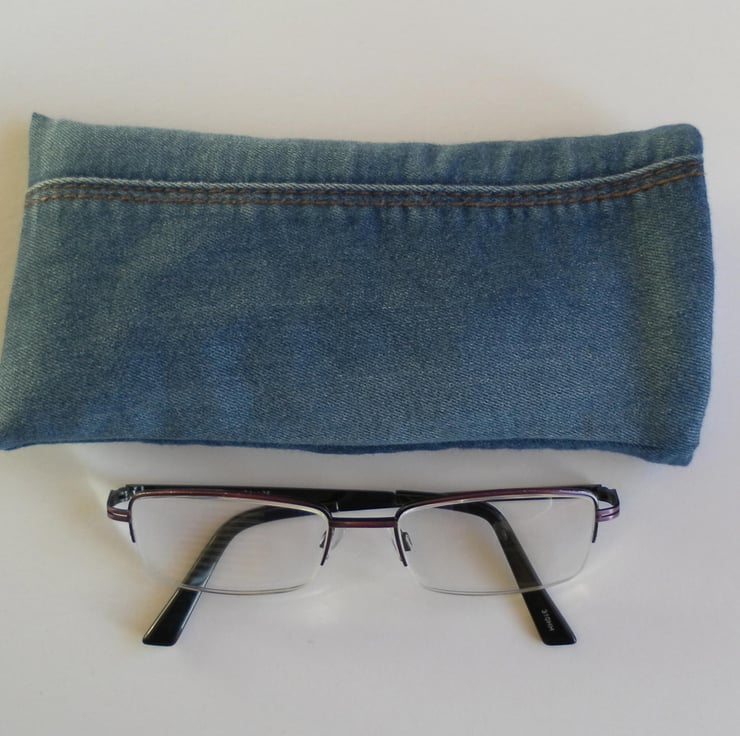 Denim Glasses Case, Upcycled Denim Folksy