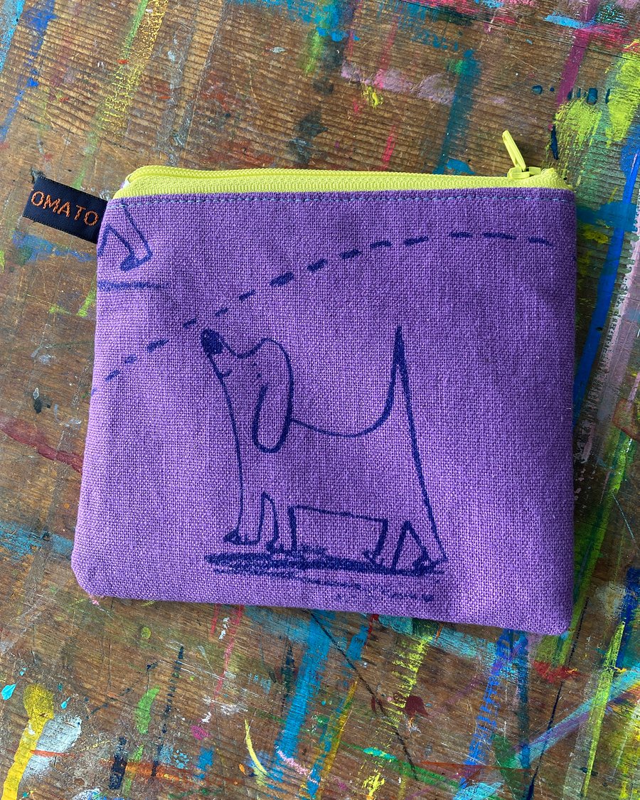 soft purple linen purse with dogs by Jo Brown Happy Tomato