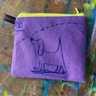 soft purple linen purse with dogs by Jo Brown Happy Tomato