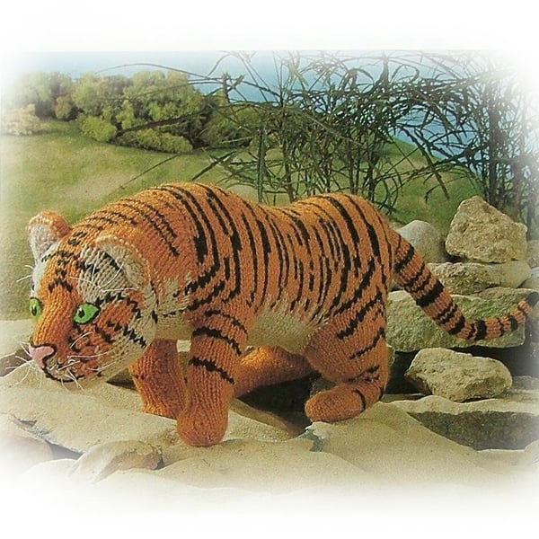 BENGAL TIGER toy knitting pattern by Georgina Manvell PDF by email 
