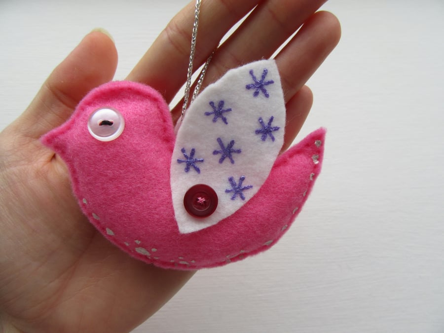 Felt bird hanging decoration