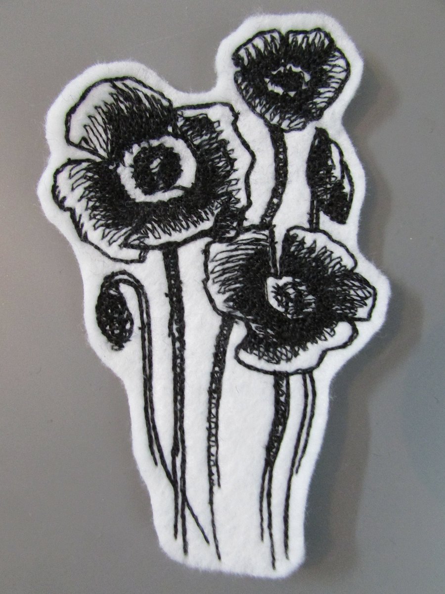 Poppy Embroidered Sew on Applique Patch