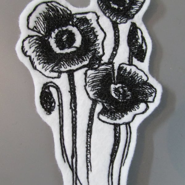 Poppy Embroidered Sew on Applique Patch