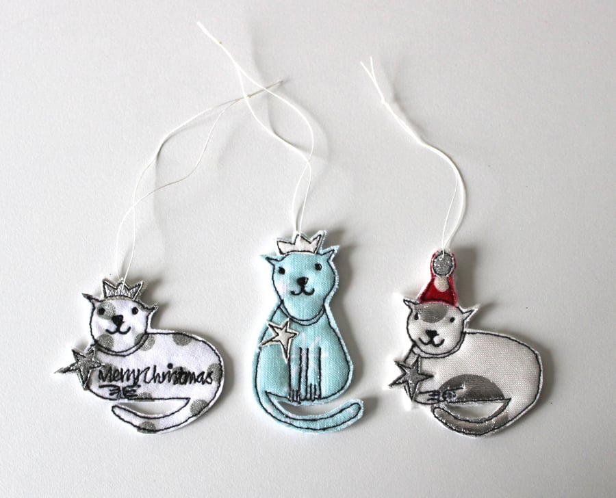 Miniature Cat Christmas Decorations - Pack of 3