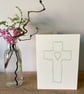 Hand-drawn leaf garland cross card, blank inside, christening, baptism, Easter - Image 3