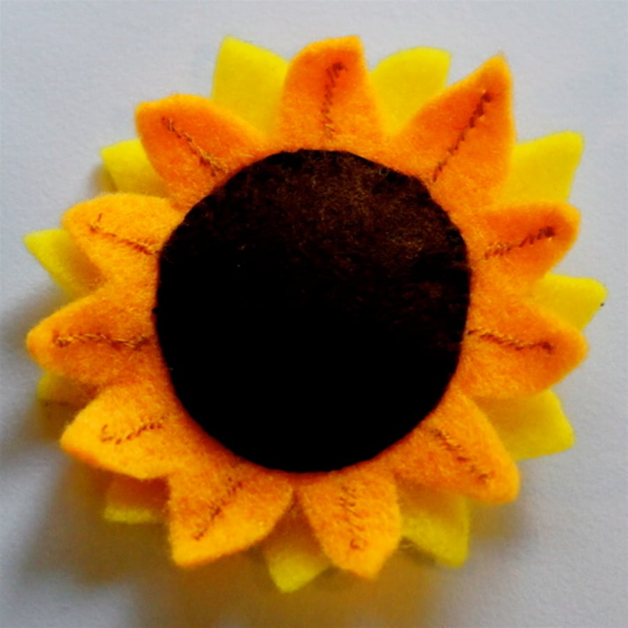 Sunflower Felt Brooch