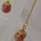 Gold coloured chain drop Red and Gold-toned earrings 