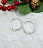 Earrings, Sterling Silver Hoops with Moonstone Gemstones - Image 2