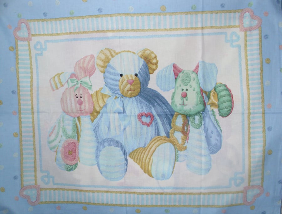 Blue-teddy-and-Bunny-and-Doggy-friends-cot-quilt