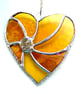 Golden Wedding Heart Swirl Stained Glass Suncatcher Handmade Gold  Anniversary