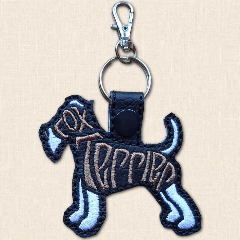 Fox Terrier Keyring - Dog Silhouette Word Art Accessory