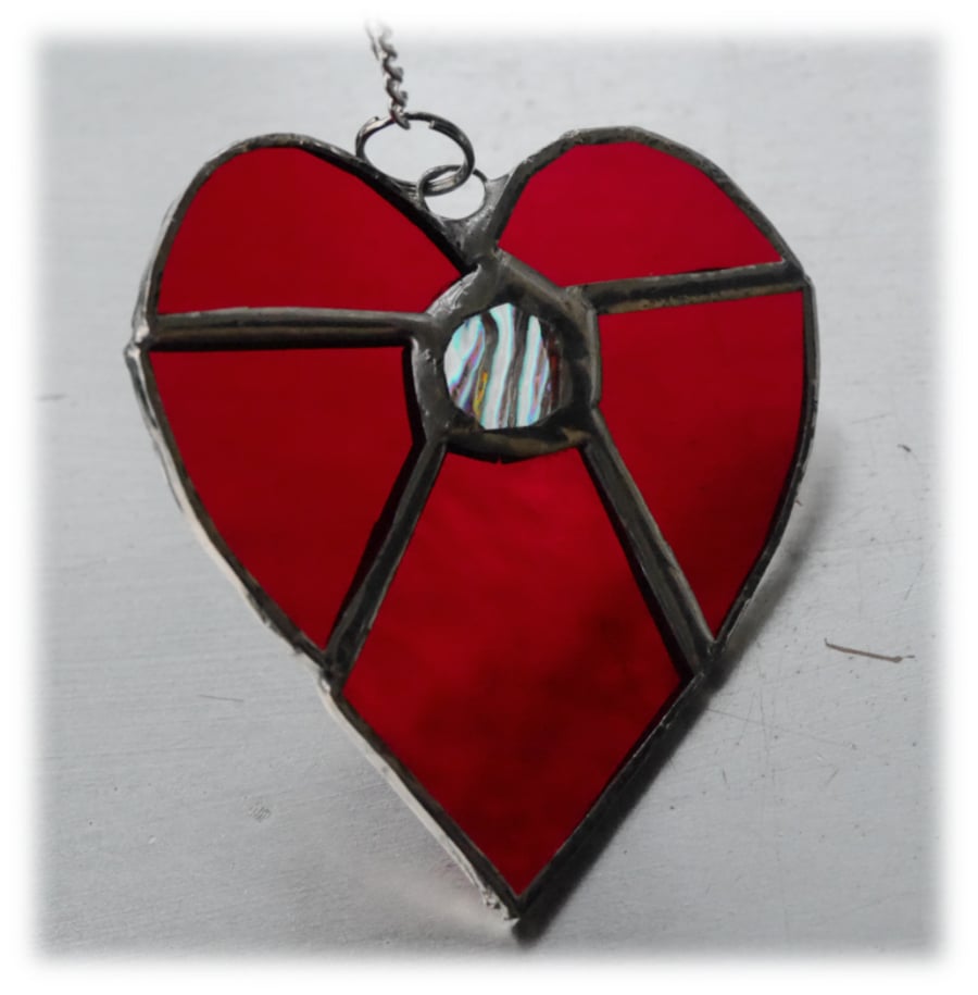 Love Heart (Dichroic) Stained Glass Suncatcher 8cm 