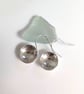 Round Domed Textured Sterling Silver Drop Earrings