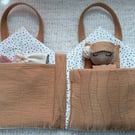 Open up dolls house bag ,mini rag doll and outfits set