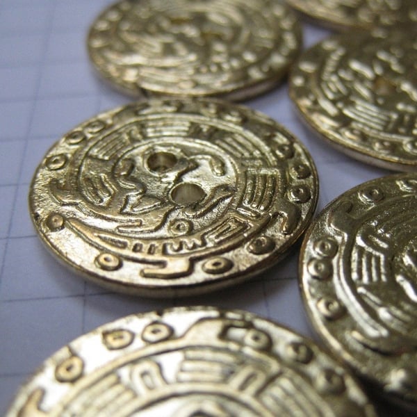 10 Medium Brass Hieroglyph Buttons