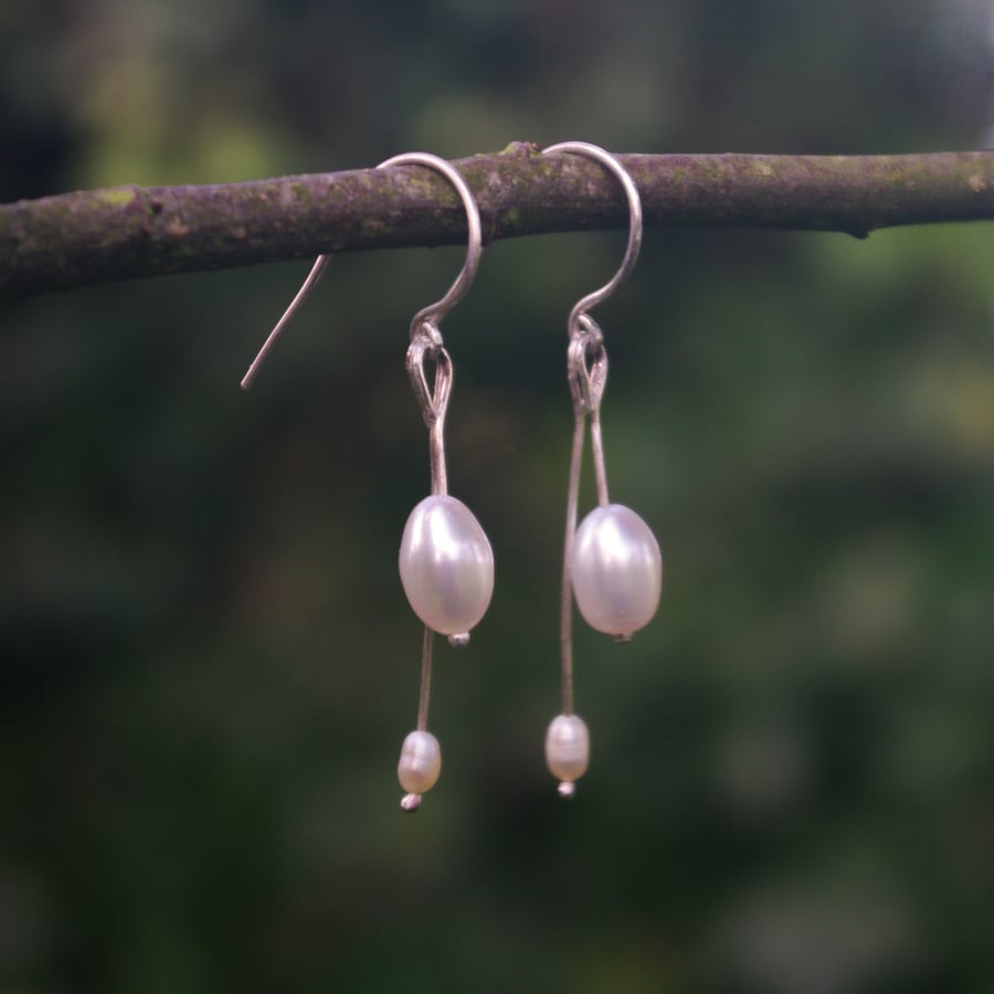   Small and Large Freshwater Pearl Dangle Earrings