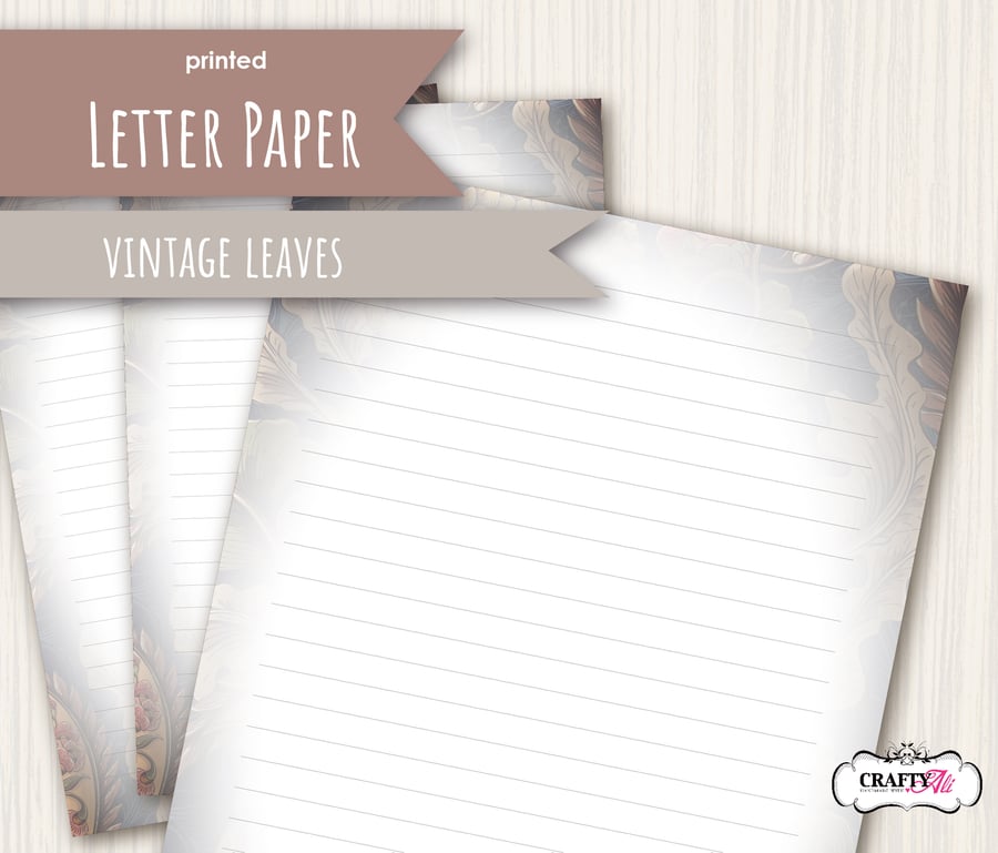 Letter Writing Paper Vintage Leaves
