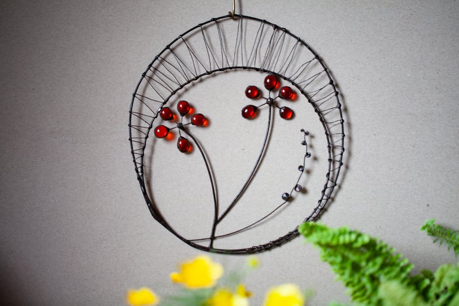 Orange flowers Stained Glass Sun Catcher Decoration