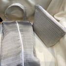 Travel set, silver grey, shoe or hairdryer bag and toiletry bag