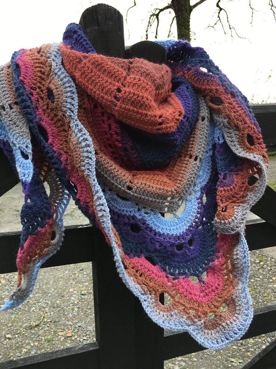 Wide and Shallow Handmade Shawl in Earthy Colours