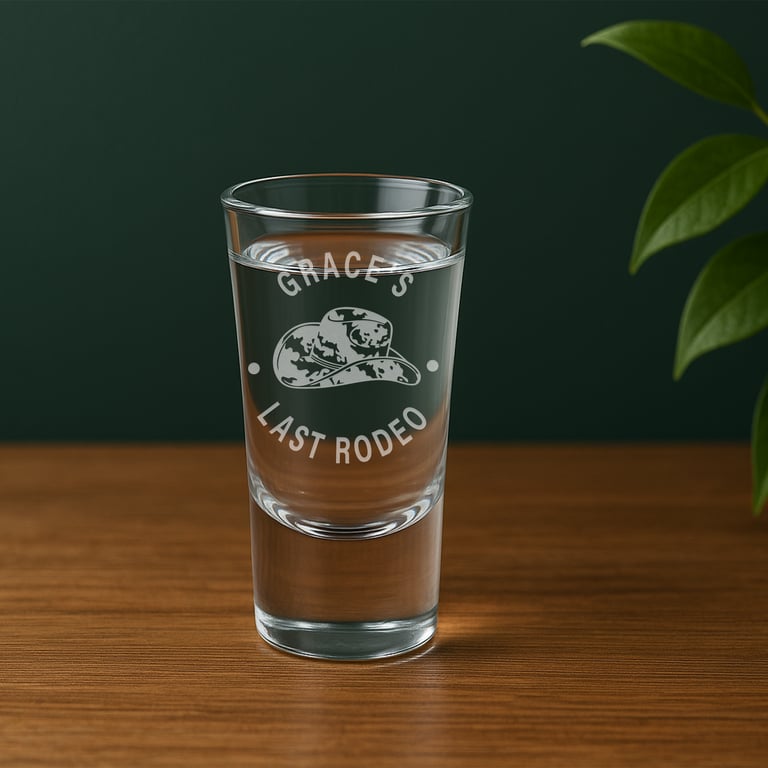 Personalised Last Rodeo Shot Glass – Hen Party Favour - Custom Western Favour