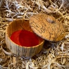 End Grain Spalted Beech Lidded Pot with red interior.