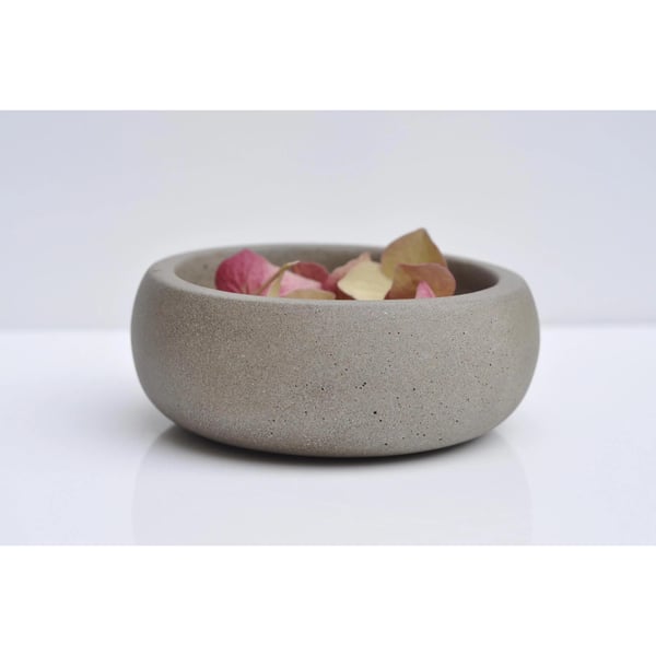 Handmade Concrete Trinket Dish: Little Grey rustic Jewelry and Coin Bowl