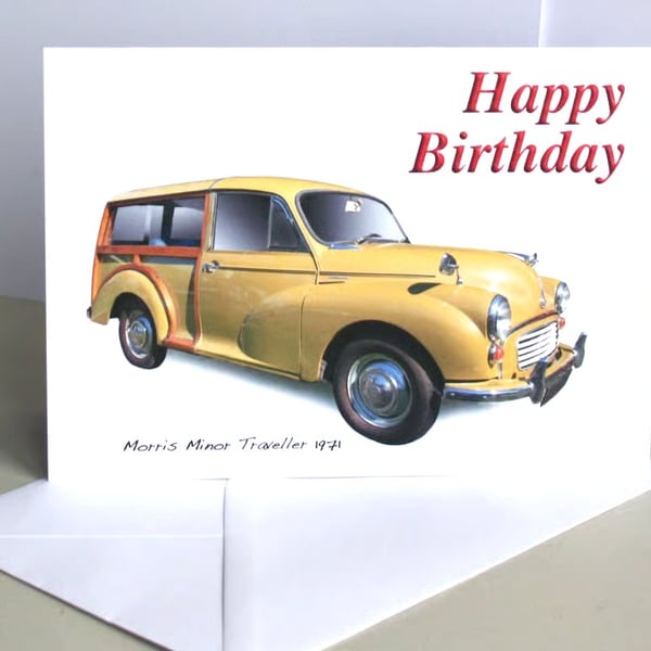 Morris Minor Traveller 1971 Yellow - Birthday, Anniversary, Retirement or Plain