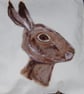 A needle felted hare portrait on a Canvas tote bag. - Image 1