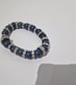 Navy blue beaded diamante bracelet small size metal diamante ring beads