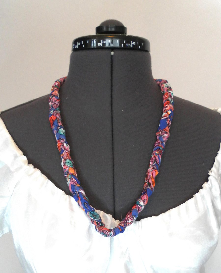 Beautiful bundle, Single Braid Necklace and bracelet, Plaited Fabric Jewellery