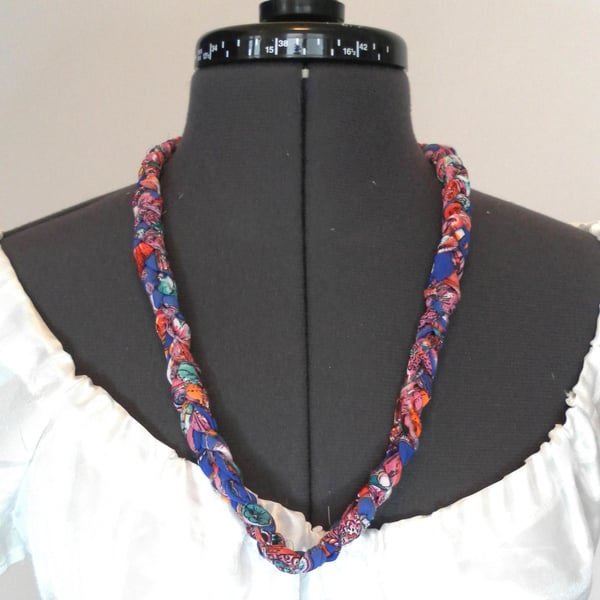 Beautiful bundle, Single Braid Necklace and bracelet, Plaited Fabric Jewellery