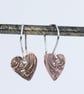 Reclaimed copper heart shaped earrings - Image 3