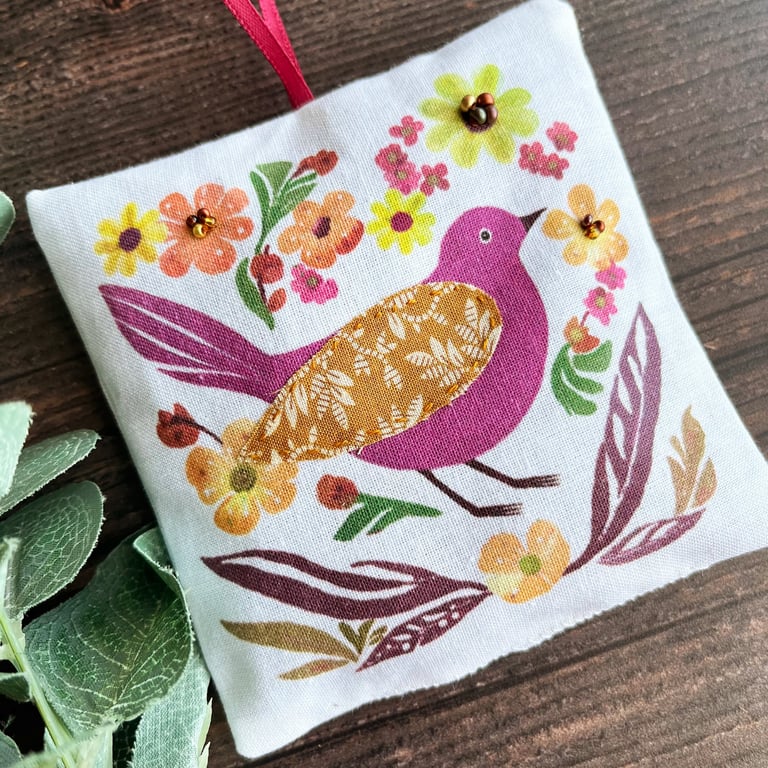 Handmade lavender bag, letterbox gift, scented gift, gift for bird lover