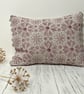 Hand Printed Organic Cotton Oblong Cushion - RUNA - Raspberry Red - Image 1