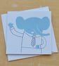 Elephant Tiny Hand Screen Printed Card - Image 1