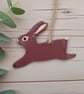 Air Dry Clay Leaping Hare Rabbit Ornament Rustic Handcrafted  - Image 2