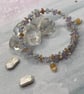 Memory wire bangle with peach moonstone, quartz, amethyst and selenite  - Image 2