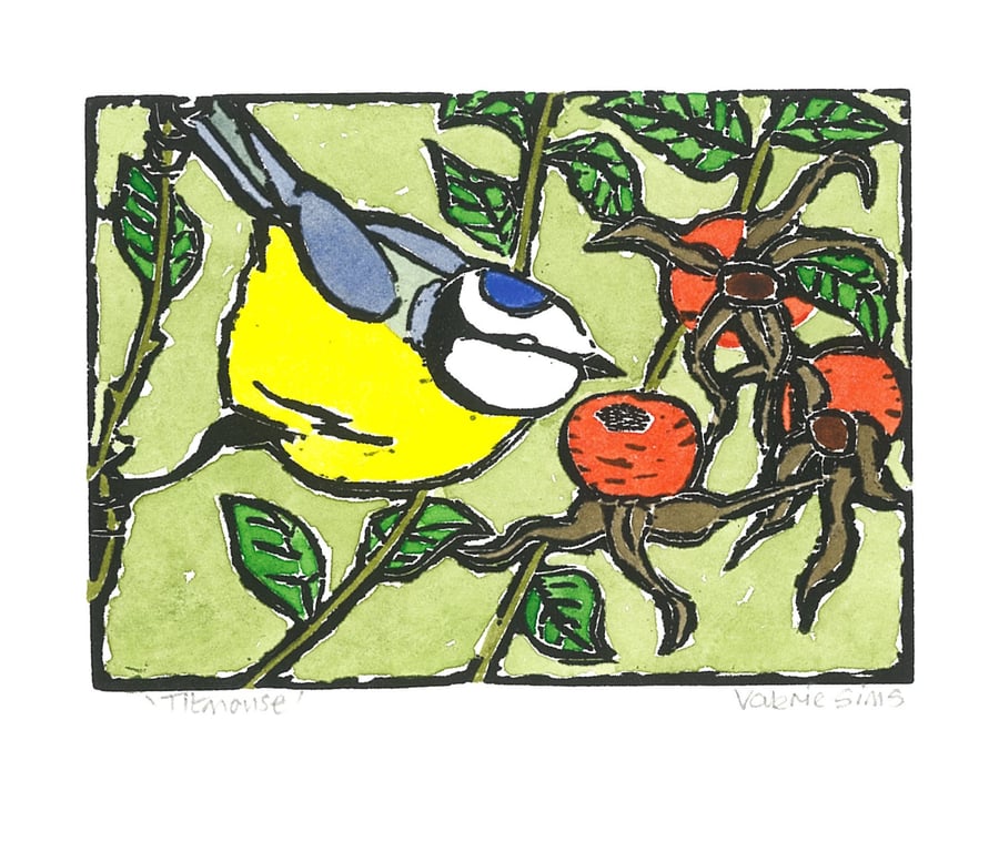 Titmouse - Woodcut Print - Original Art for Wildlife and Bird Lovers