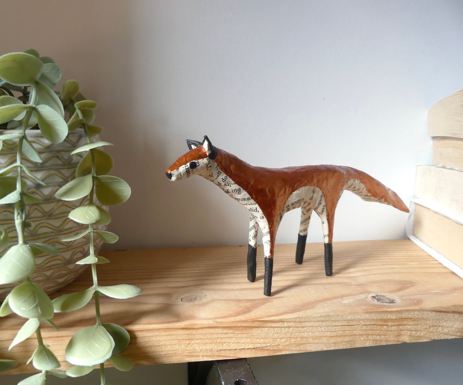 Handmade Paper Fox - Handmade Nature Inspired Joy Gift - Cute Whimsical Art