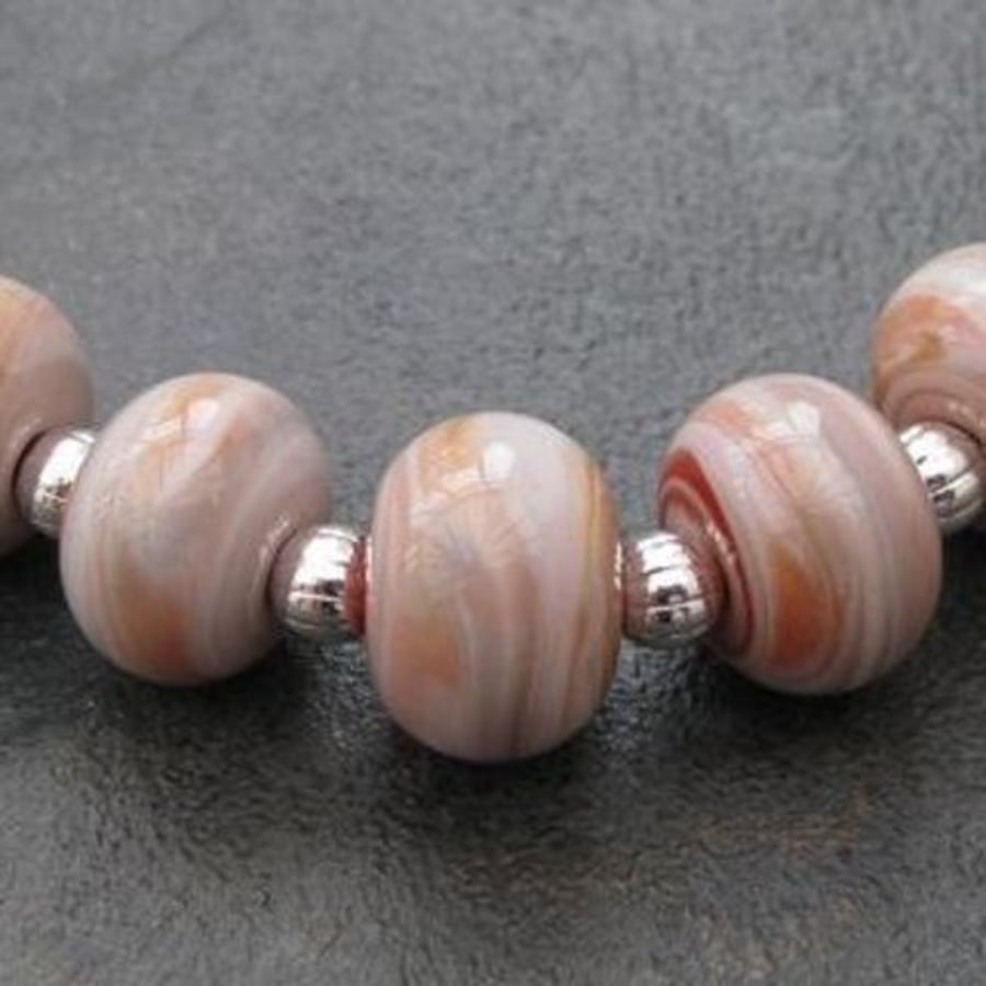 SALE! Blush - Set of lampwork glass beads - SRA, FHF