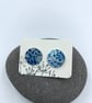 Pale teal and blue anodised aluminium cow parsley circle stud earrings - Image 5