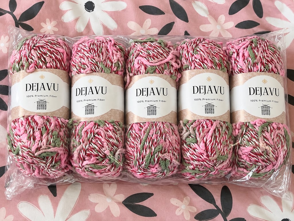 Dejavu Pink Green Cream Multicoloured Yarn Bundle 500g Knitting Crochet