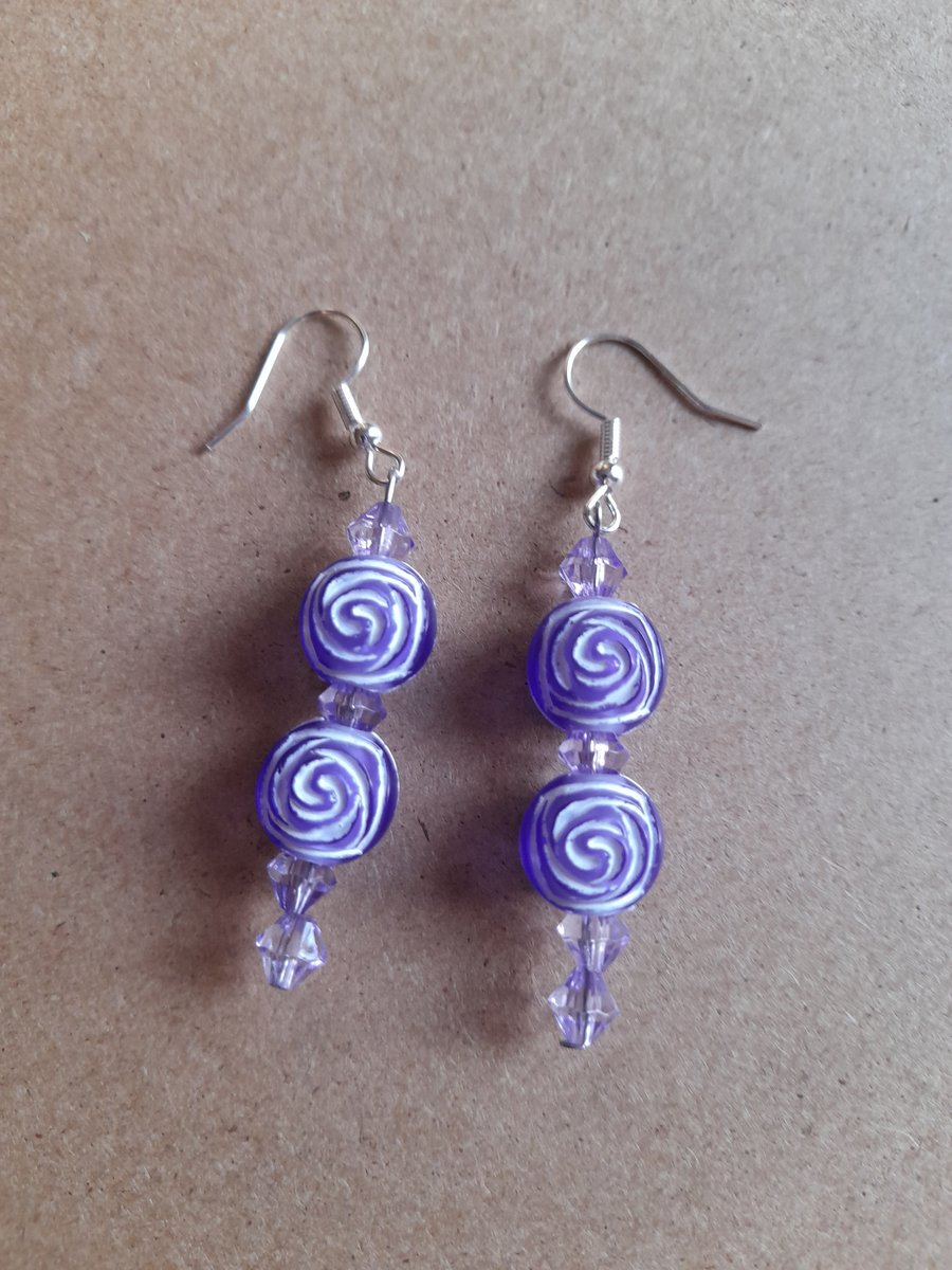 Purple flower earrings 