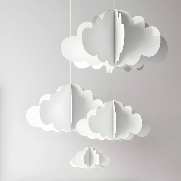 White Cloud Mobile, Nursery Baby and Childrens gender neutral decor